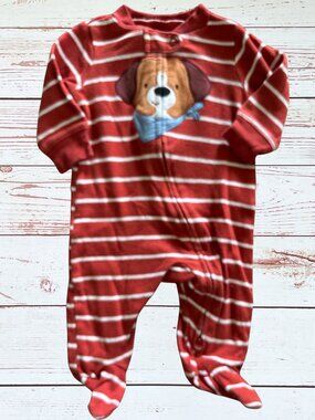 Carter’s Baby Boy 3 Month Orange Stripe Puppy Footie Pajama